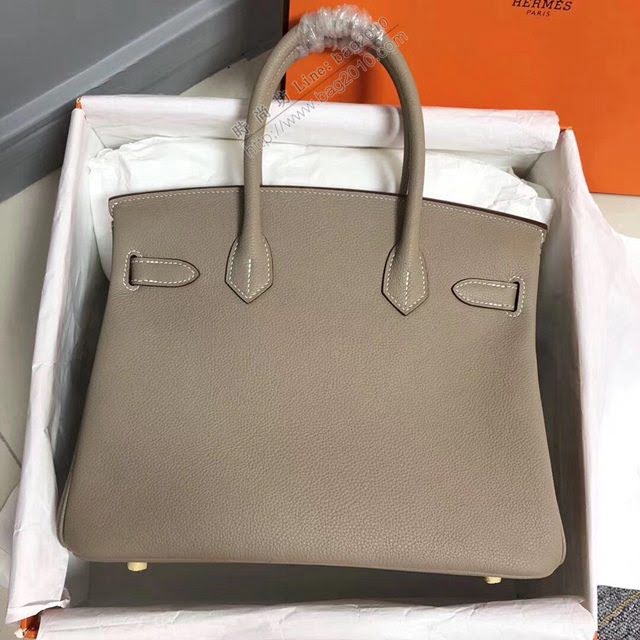 Hermes女包 愛馬仕Birkin Hermes鉑金包 togo小牛皮 淺灰 蠟線半手工縫製  am1715